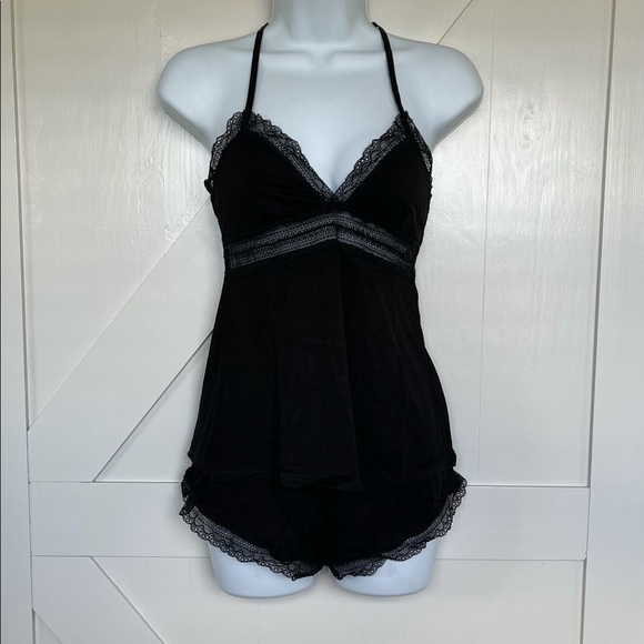 𝅺black two piece pajama set style one - Picture 6 of 7